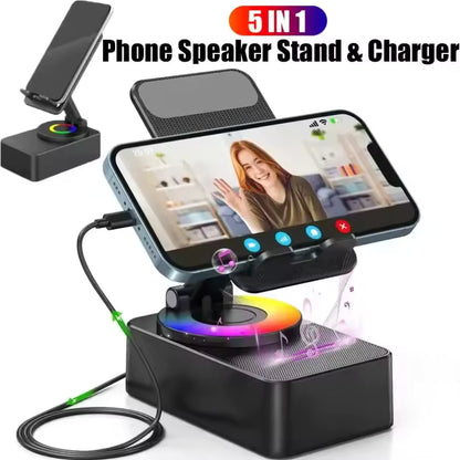 Wireless Bluetooth Speaker 5-in-1 Desktop Mobile Phone Holder